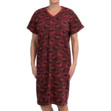 58%OFF 女子Nightshirts HatleyのコットンVネックスリープシャツによってワイルドコージー - 半袖（女性用） Wild and Cozy by Hatley Cotton V-Neck Sleep Shirt - Short Sleeve (For Women)画像